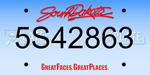 5S42863 South Dakota License Plate