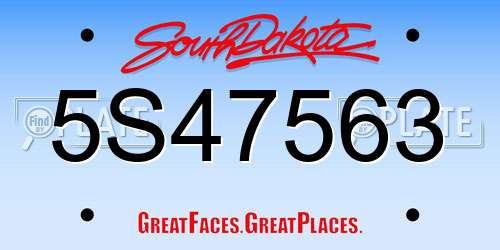 5S47563 South Dakota License Plate