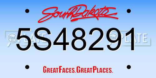 5S48291 South Dakota License Plate