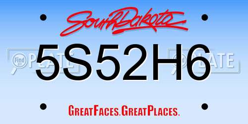 5S52H6 South Dakota License Plate