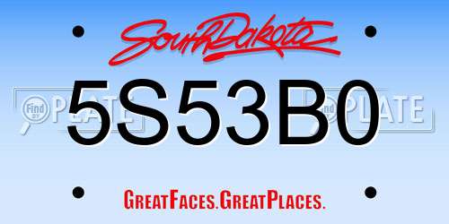 5S53B0 South Dakota License Plate
