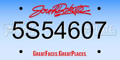 5S54607 South Dakota License Plate