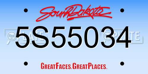 5S55034 South Dakota License Plate