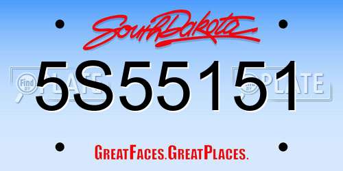 5S55151 South Dakota License Plate