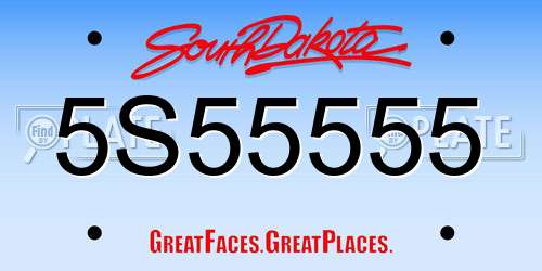 5S55555 South Dakota License Plate