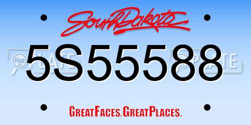 5S55588 South Dakota License Plate