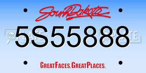 5S55888 South Dakota License Plate