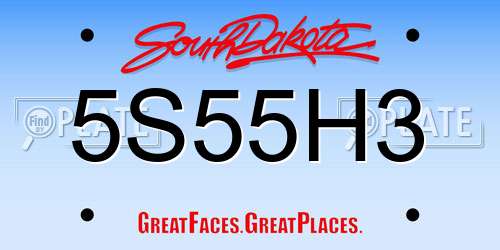 5S55H3 South Dakota License Plate
