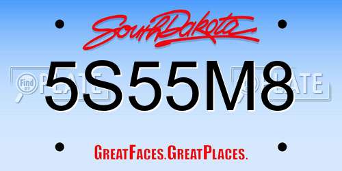 5S55M8 South Dakota License Plate
