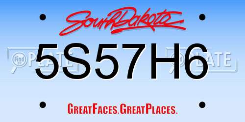 5S57H6 South Dakota License Plate