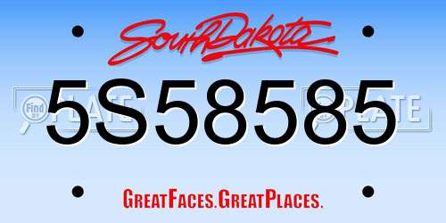5S58585 South Dakota License Plate