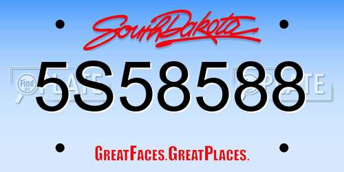 5S58588 South Dakota License Plate