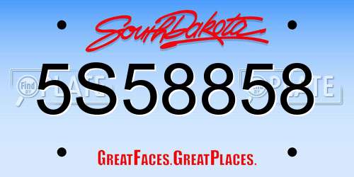 5S58858 South Dakota License Plate