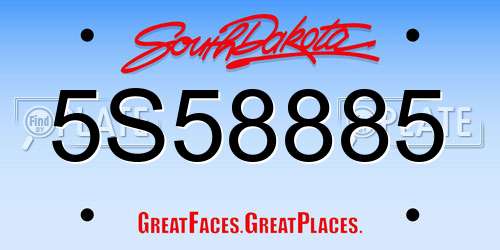 5S58885 South Dakota License Plate