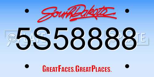 5S58888 South Dakota License Plate
