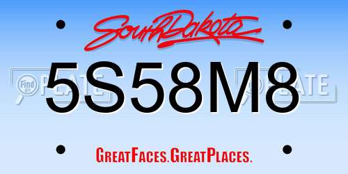 5S58M8 South Dakota License Plate