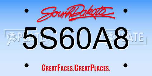 5S60A8 South Dakota License Plate