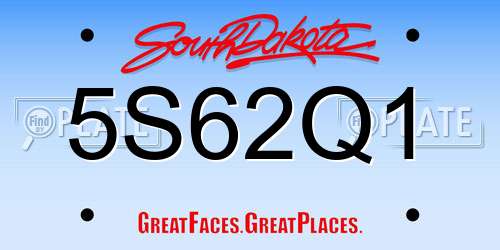 5S62Q1 South Dakota License Plate