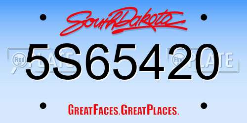 5S65420 South Dakota License Plate