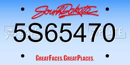5S65470 South Dakota License Plate