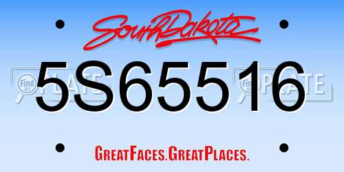 5S65516 South Dakota License Plate