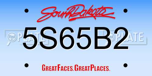 5S65B2 South Dakota License Plate