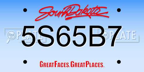 5S65B7 South Dakota License Plate