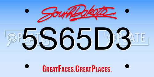 5S65D3 South Dakota License Plate