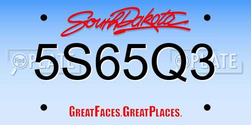 5S65Q3 South Dakota License Plate