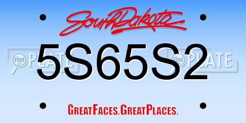 5S65S2 South Dakota License Plate