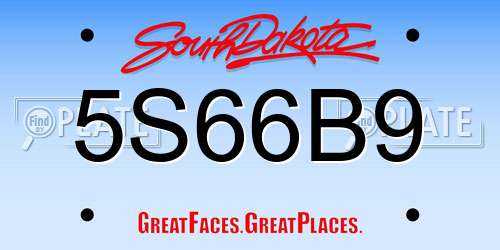 5S66B9 South Dakota License Plate