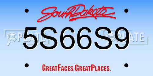 5S66S9 South Dakota License Plate