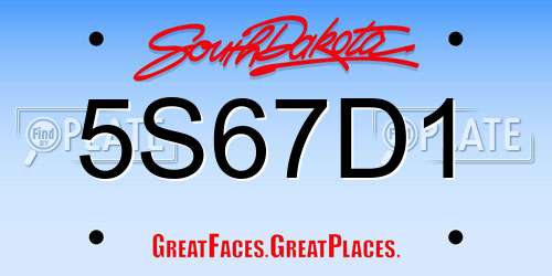 5S67D1 South Dakota License Plate
