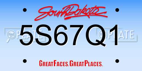 5S67Q1 South Dakota License Plate
