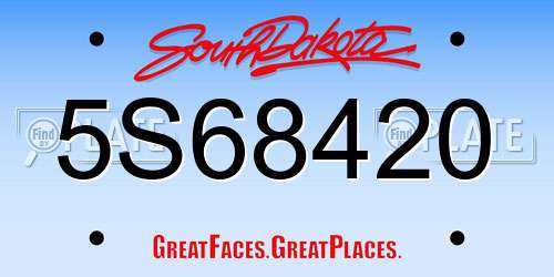5S68420 South Dakota License Plate