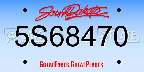 5S68470 South Dakota License Plate