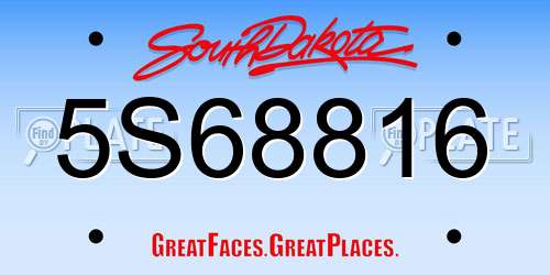 5S68816 South Dakota License Plate