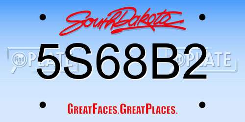 5S68B2 South Dakota License Plate