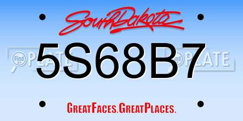 5S68B7 South Dakota License Plate
