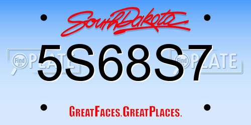 5S68S7 South Dakota License Plate