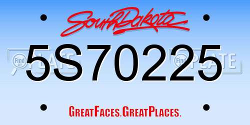 5S70225 South Dakota License Plate