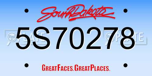 5S70278 South Dakota License Plate