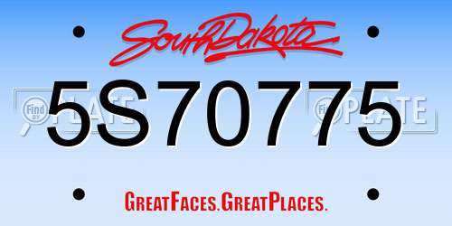 5S70775 South Dakota License Plate