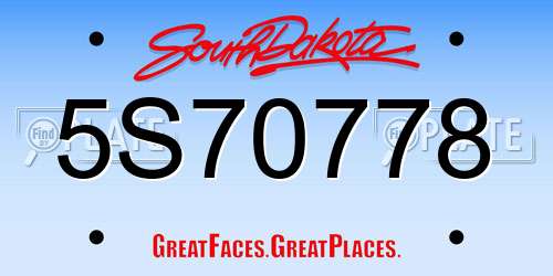 5S70778 South Dakota License Plate