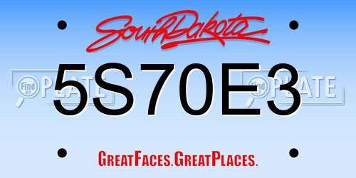 5S70E3 South Dakota License Plate
