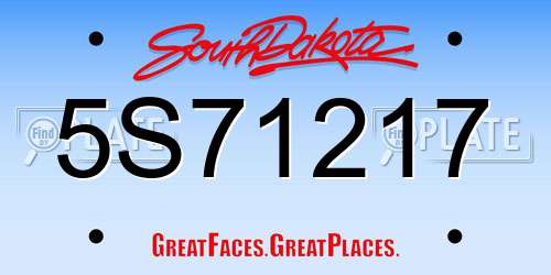 5S71217 South Dakota License Plate