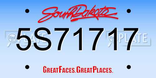 5S71717 South Dakota License Plate