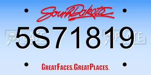 5S71819 South Dakota License Plate