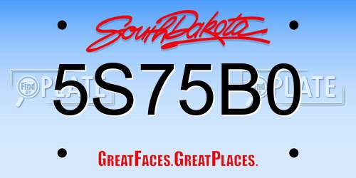 5S75B0 South Dakota License Plate