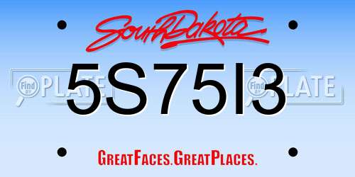 5S75I3 South Dakota License Plate